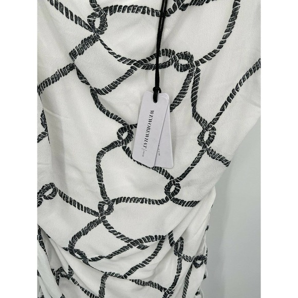 WeWoreWhat Ronnie Ruched Crepe Dress Black Rope Size Medium - Picture 8 of 10